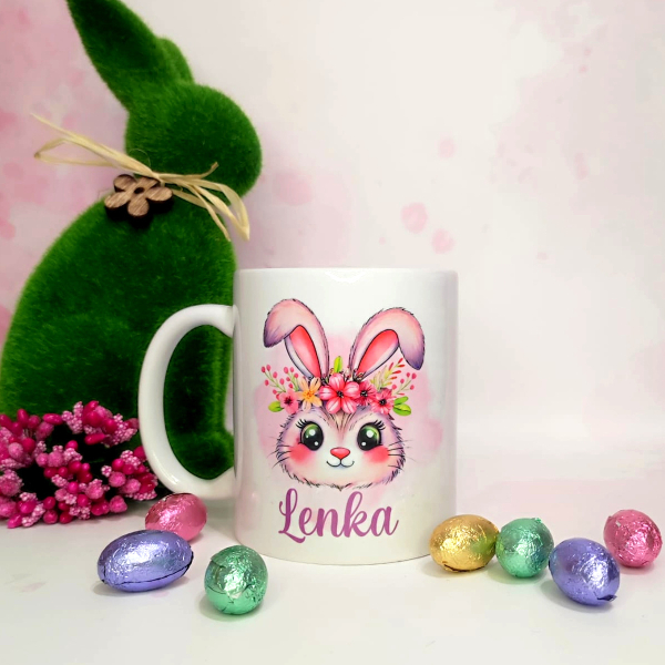Kubek, króliczek, wielkanocny, owieczka, z imieniem, imienny
